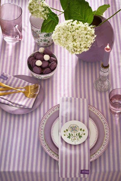 Lilac stripey napkins 40cm x 40cm set of 4 by Pip Studio