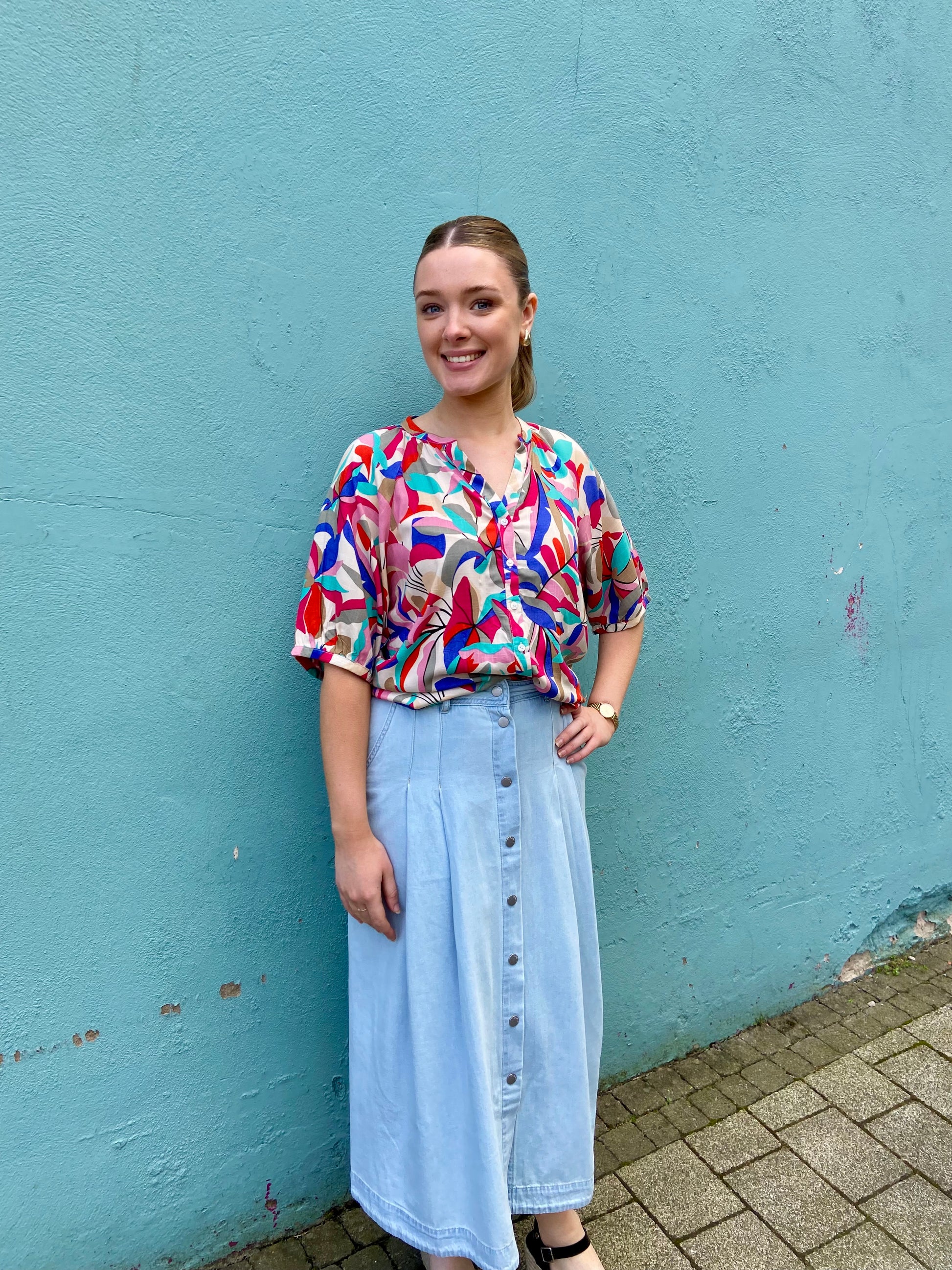 Cynthia soft denim skirt 100% cotton