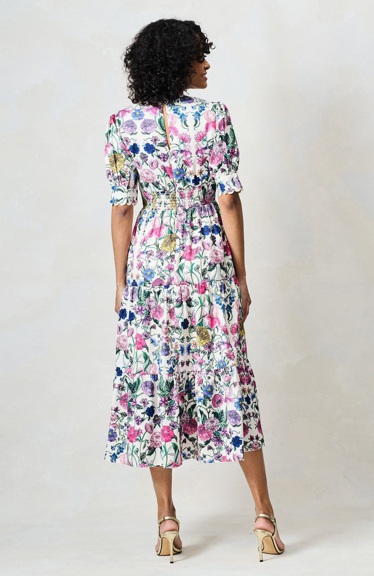 The Sonnet V-neck Full Skirt Tea Dress With Puff Sleeves by Hope & Ivy