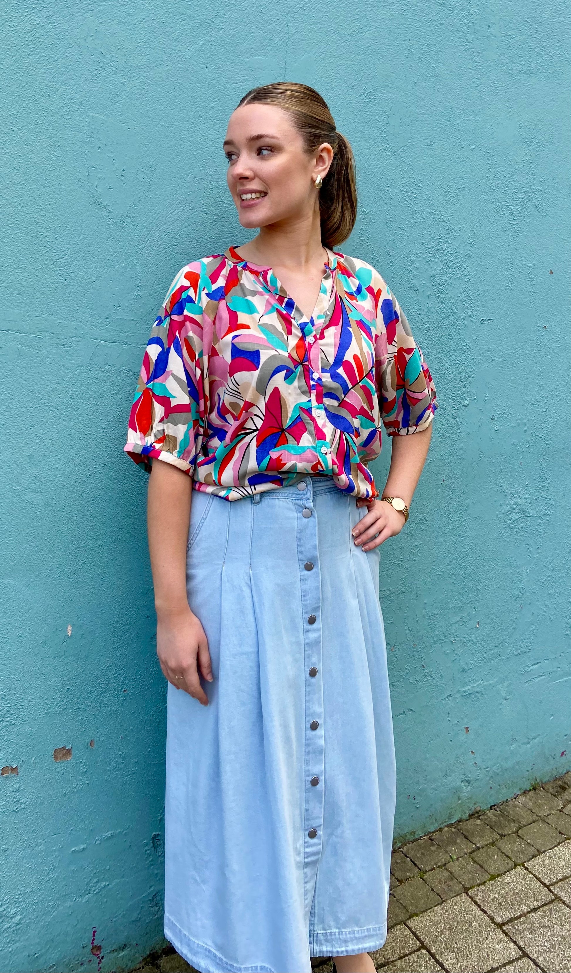 Cynthia soft denim skirt 100% cotton