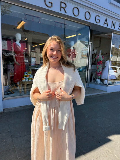 Stripe sun dress peach