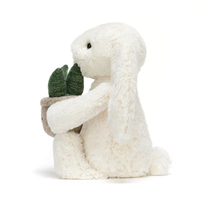 Cream Bashful Bunny with Plant by Jellycat
