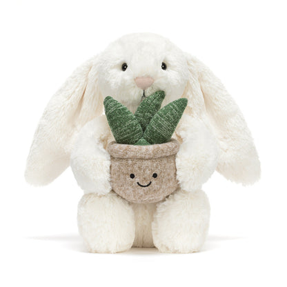 Cream Bashful Bunny with Plant by Jellycat