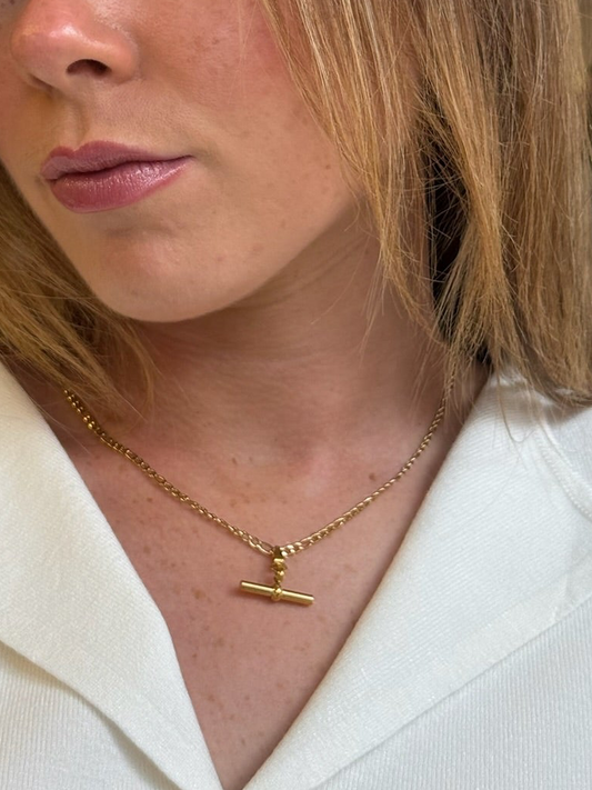 Gold plated T-Bar necklace