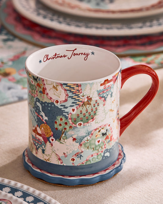Cath Kidston Blue Christmas Journey Mug And Coaster Set