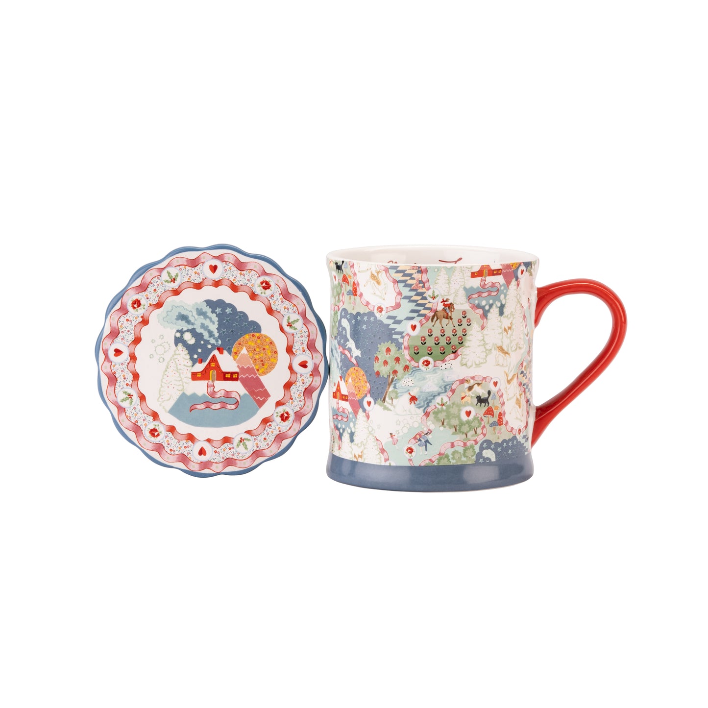 Cath Kidston Blue Christmas Journey Mug And Coaster Set