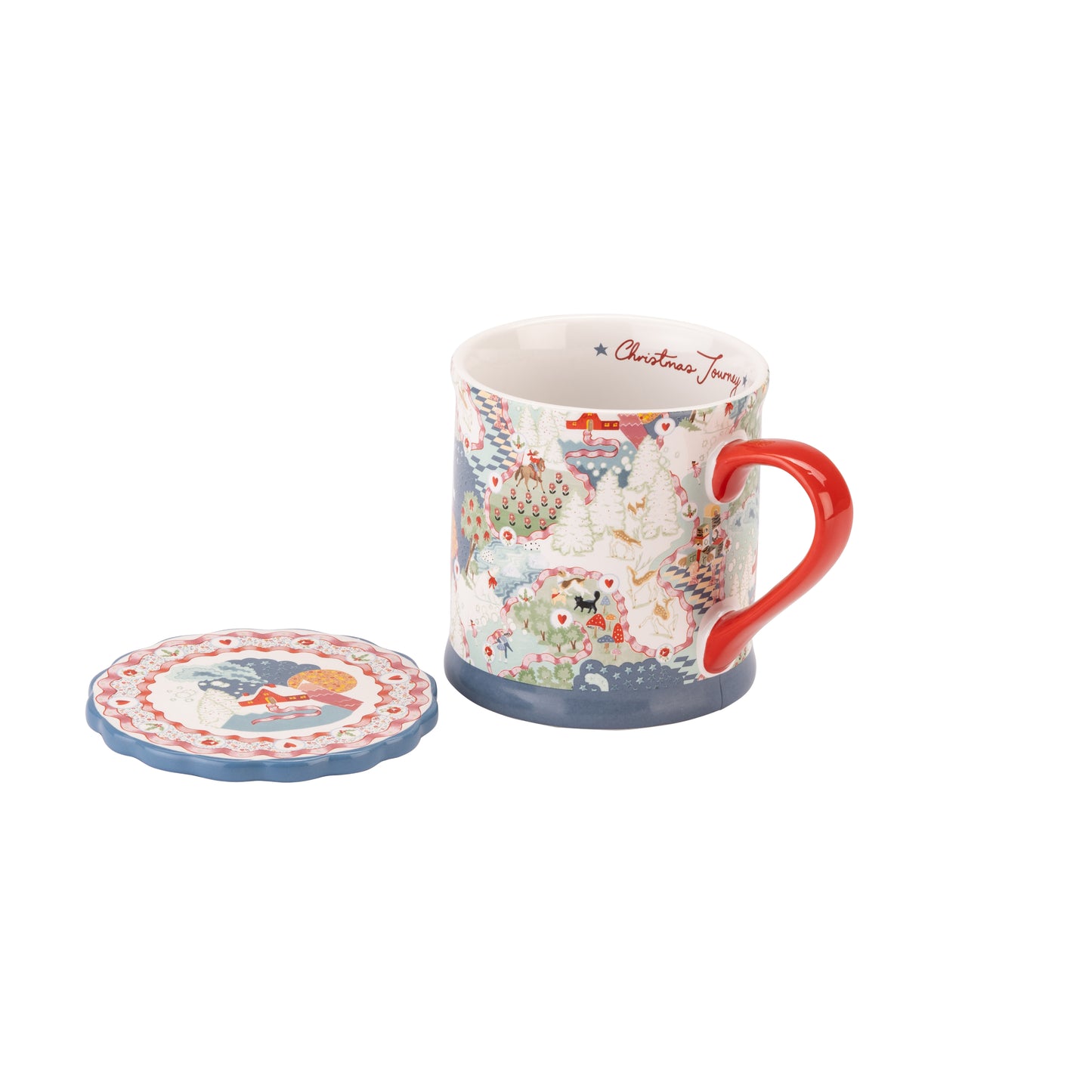 Cath Kidston Blue Christmas Journey Mug And Coaster Set
