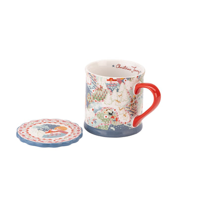 Cath Kidston Blue Christmas Journey Mug And Coaster Set