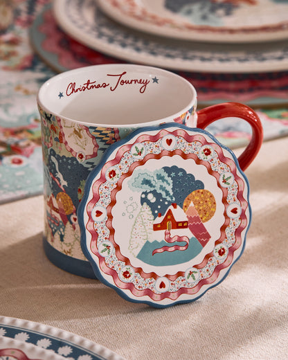 Cath Kidston Blue Christmas Journey Mug And Coaster Set