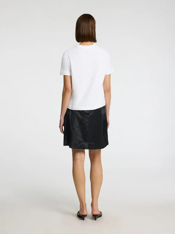 Cow hide black leather skirt
