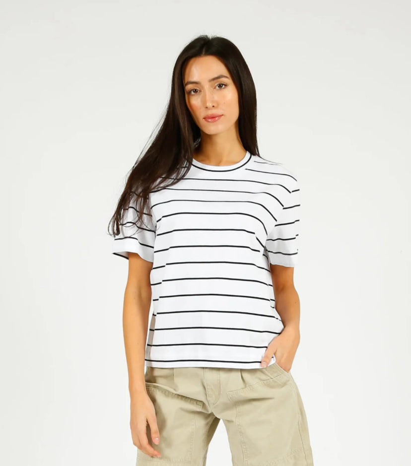 Black & white stripe 100% cotton t-shirt