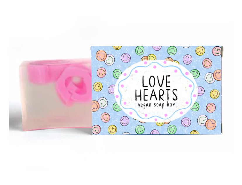 Love Hearts vegan soap bar