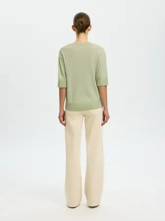 Black fine knit short sleeve top