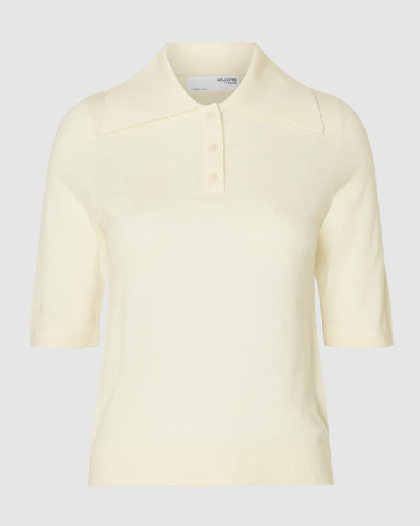 Cream 100% merino wool knit top
