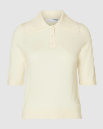 Cream 100% merino wool knit top
