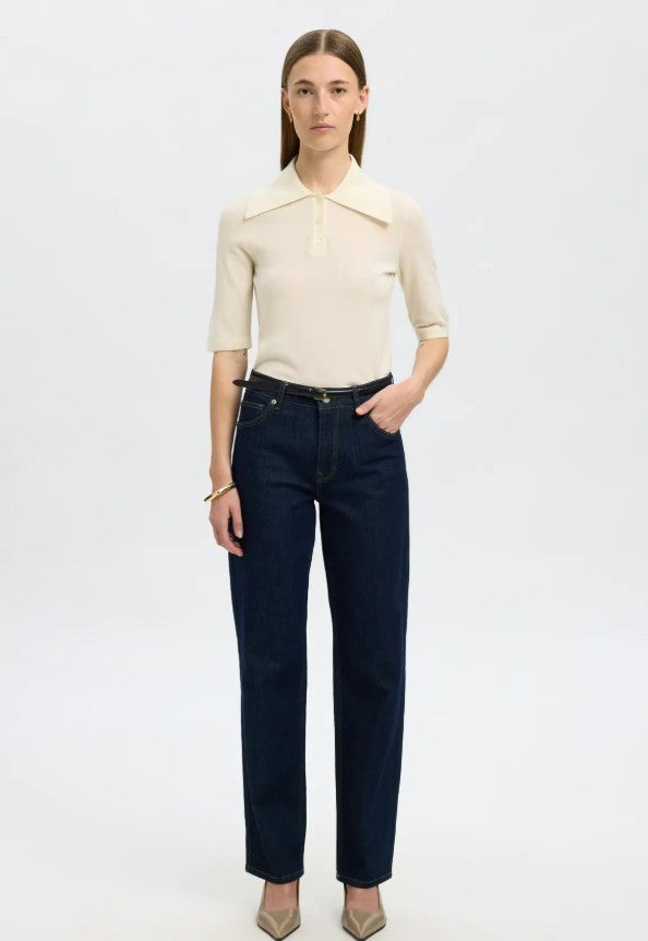 Cream 100% merino wool knit top