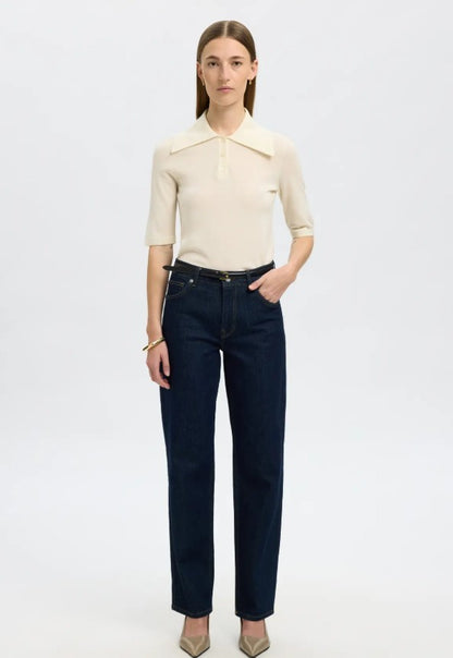 Cream 100% merino wool knit top