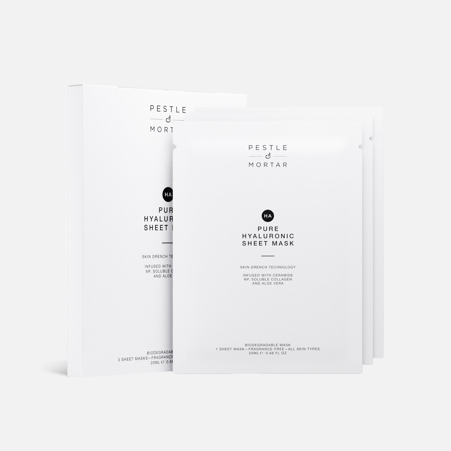 3 Pure Hyaluronic Sheet Masks by Pestle & Mortar