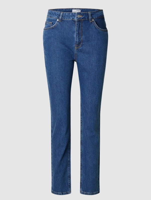 Mid rise slim straight fit jeans