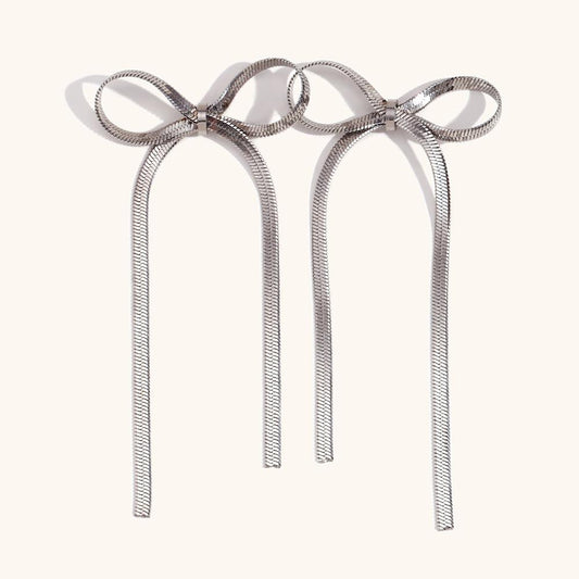 Bow Silver Earrings