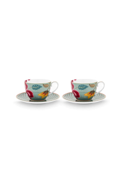 Set/2 Cups and Saucers Blooming Tales Fantasy Blue by Pip Studio