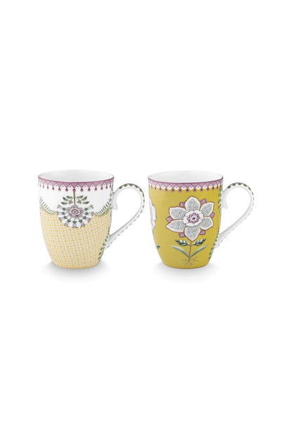Set/2 Mugs Large Lily&Lotus in yellow by Pip Studio