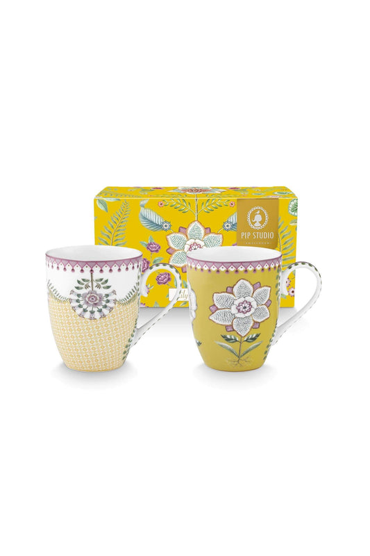 Set/2 Mugs Large Lily&Lotus in yellow by Pip Studio