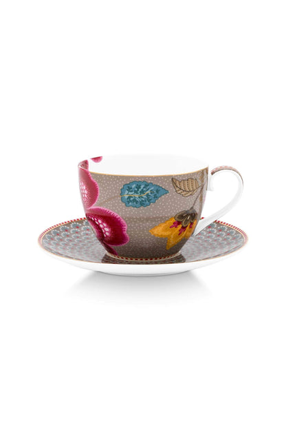 Set/2 Cups and Saucers Blooming Tales Fantasy khaki by Pip Studio