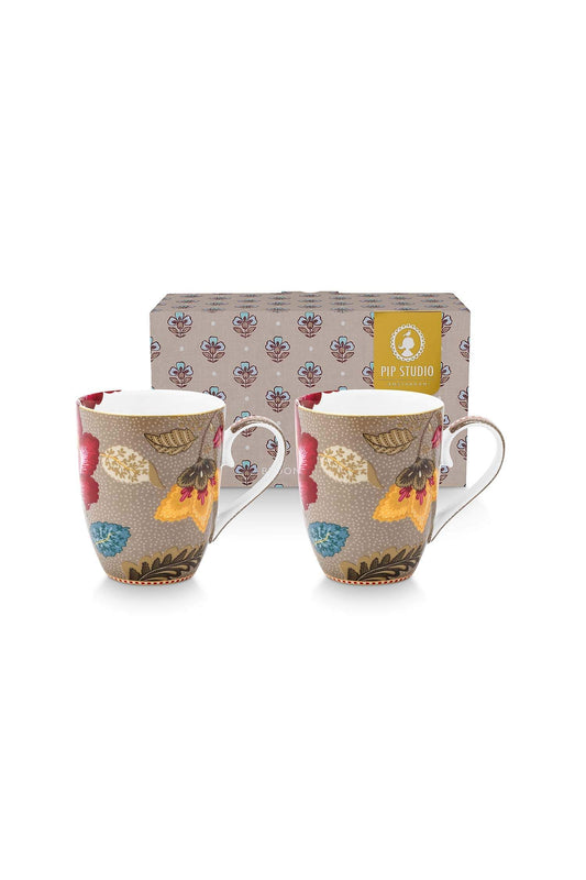 Set/2 Mugs Large Blooming Tales Fantasy Khaki by Pip Studio