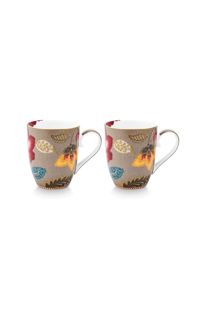 Set/2 Mugs Large Blooming Tales Fantasy Khaki by Pip Studio