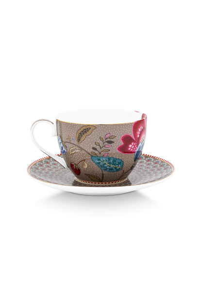 Set/2 Cups and Saucers Blooming Tales Fantasy khaki by Pip Studio