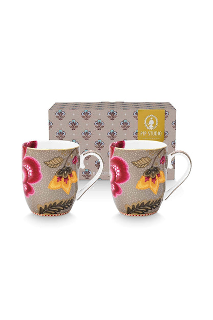 Set/2 Mugs Small Blooming Tales Fantasy Khaki by Pip Studio
