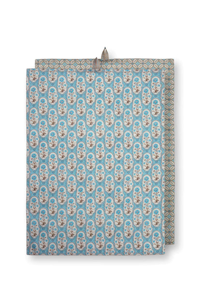 Set/2 Tea Towels Blooming Tales Bustani-Pashmina Khaki/Blue by Pip Studio