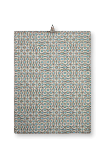 Set/2 Tea Towels Blooming Tales Bustani-Pashmina Khaki/Blue by Pip Studio