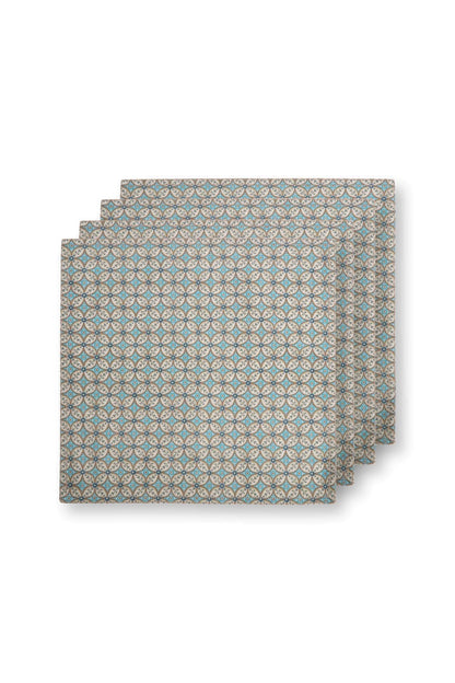 Set/4 Napkins Blooming Tales Bustani Khaki/Blue by Pip Studio