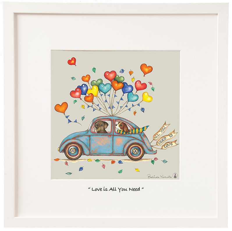 VW Beetle, Love is all you need Miniature By Belinda *New Product*
