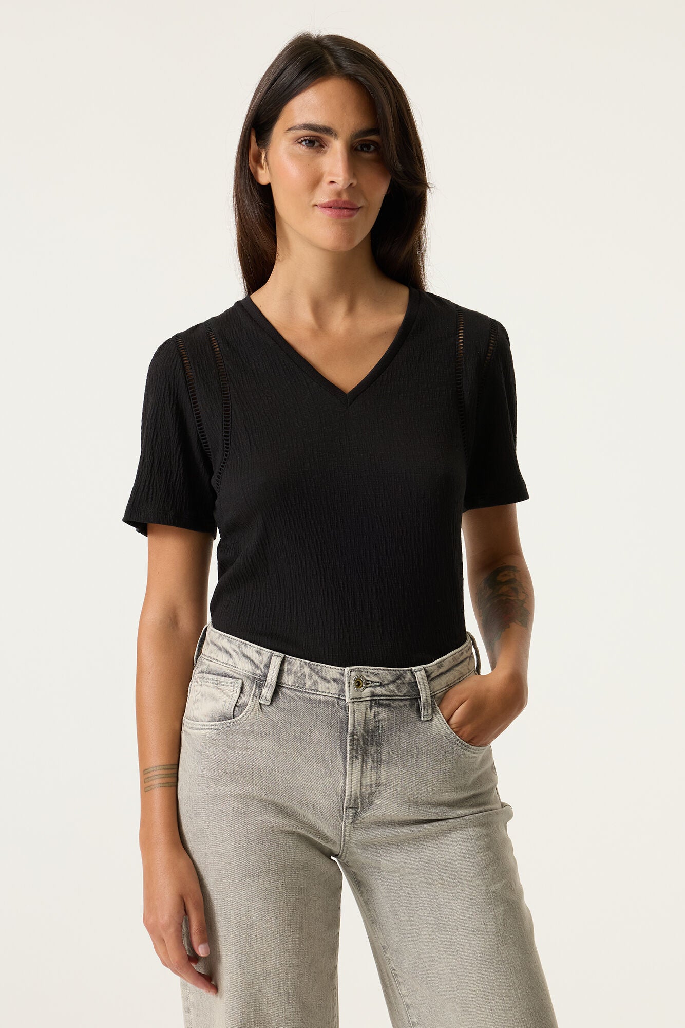 Black v-neck t-shirt