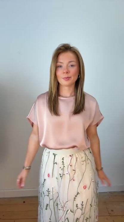 Medbhs cream floral tulle skirt