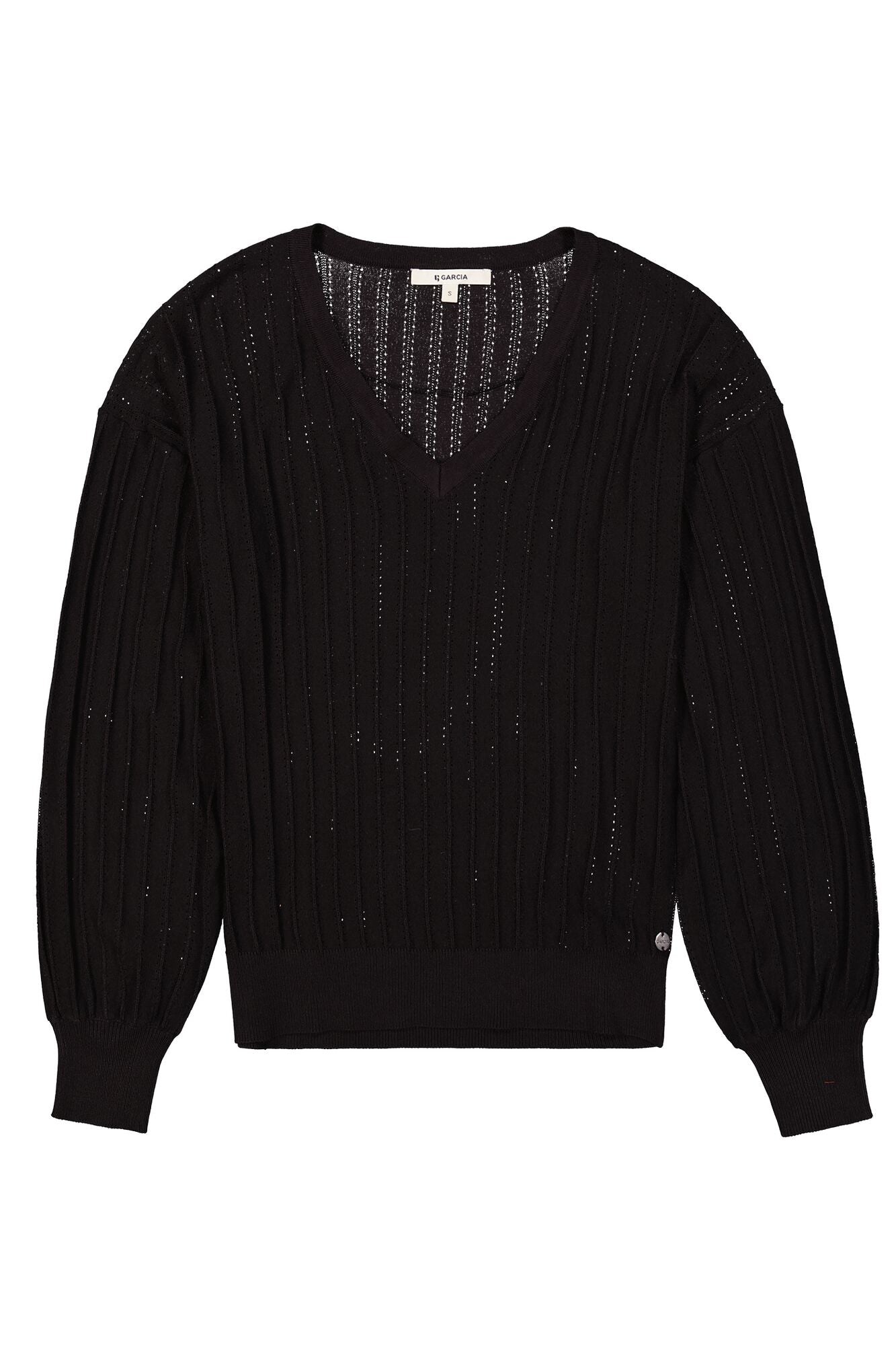 Una Fine Knit Black V-Neck