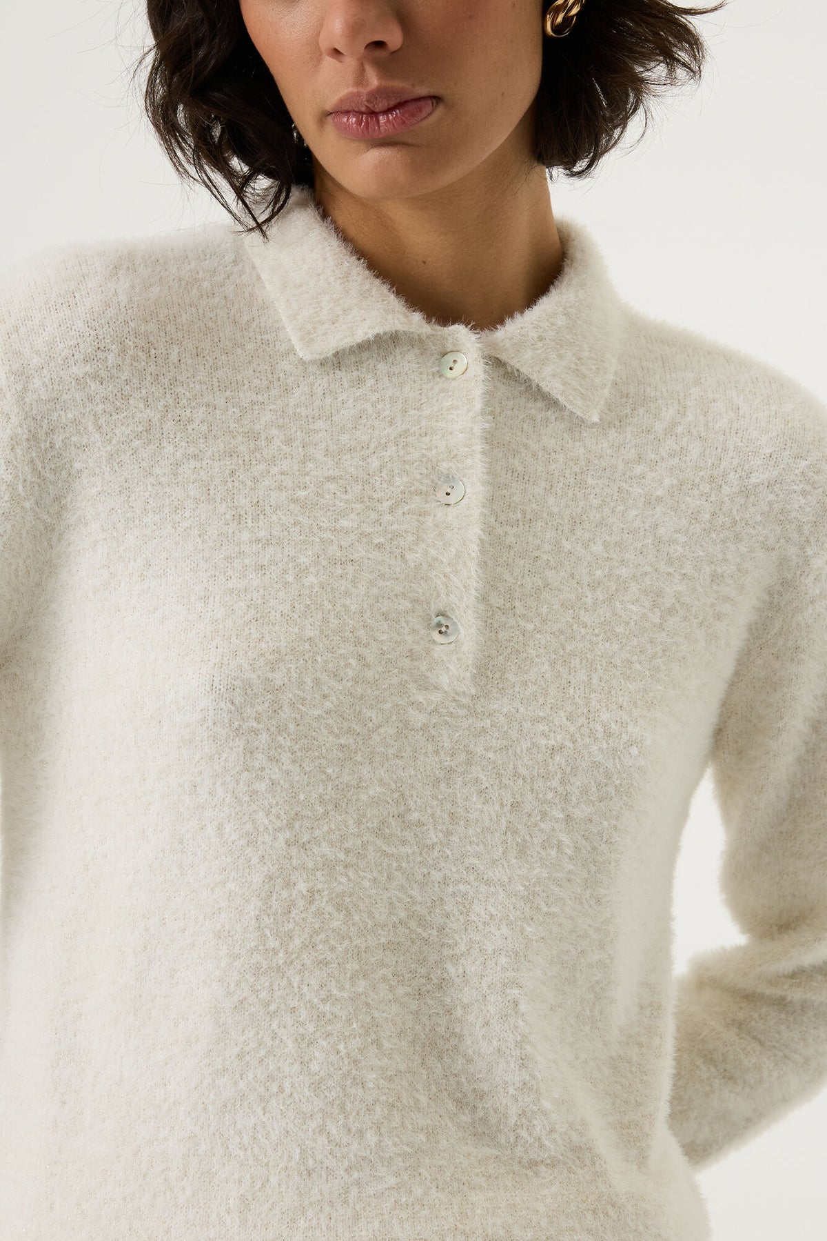 Fluffy collared jumper
