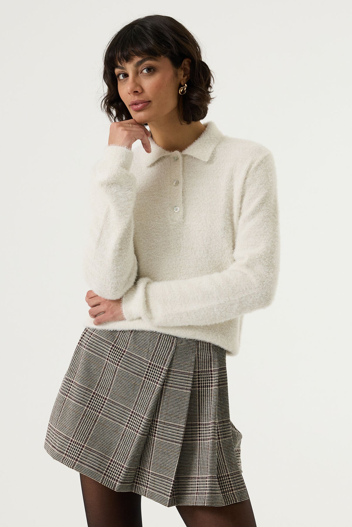 Fluffy collared jumper