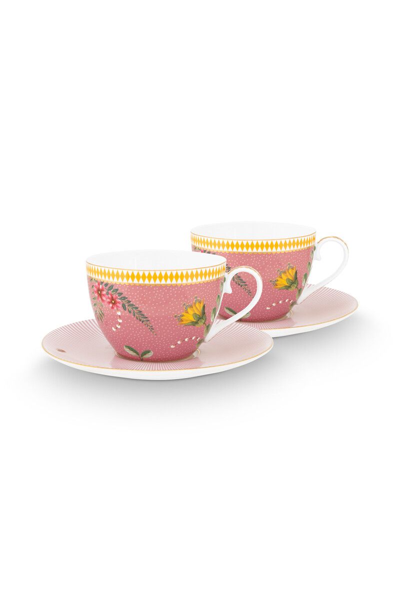La Majorelle Set/2 Cappuccino Cups & Saucers Pink from Pip Studio