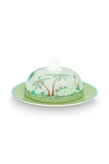 Jolie Butter Dish Round Green By Pip Studio