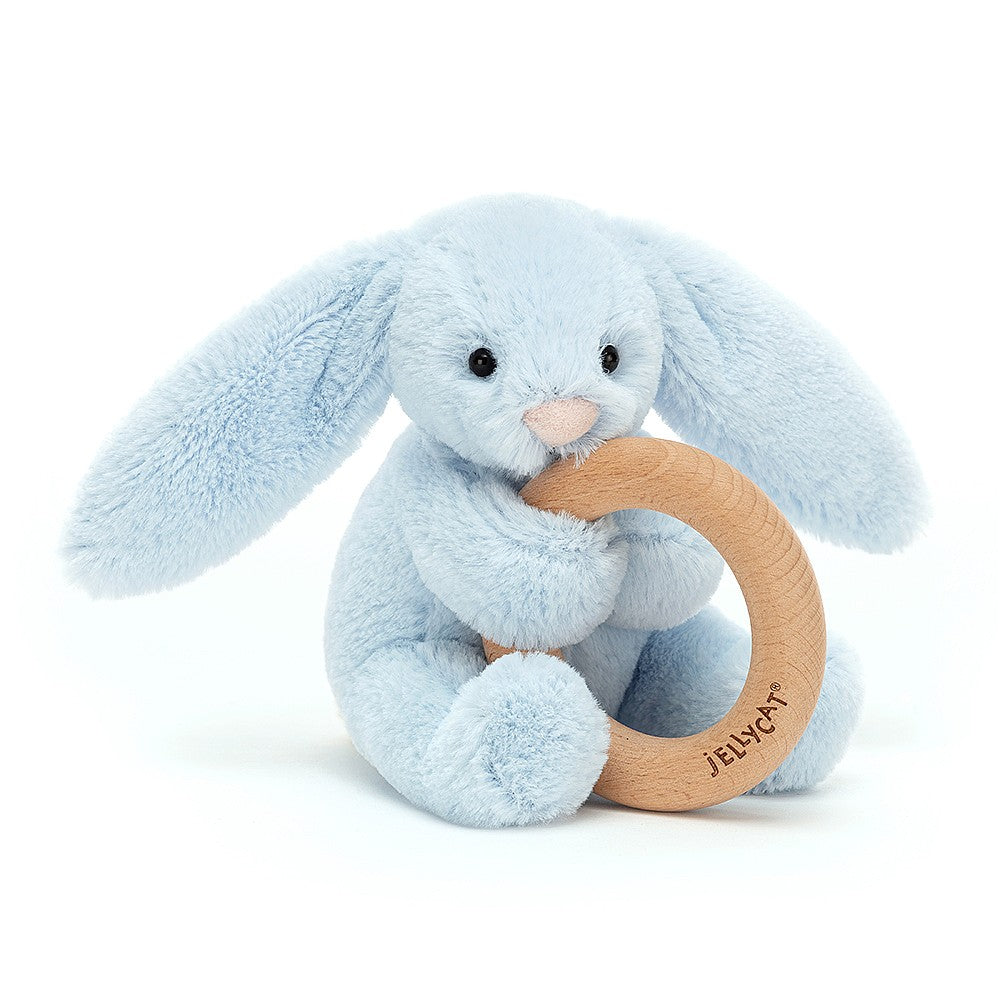 Blue Bashful Bunny Wooden Ring Toy by Jellycat