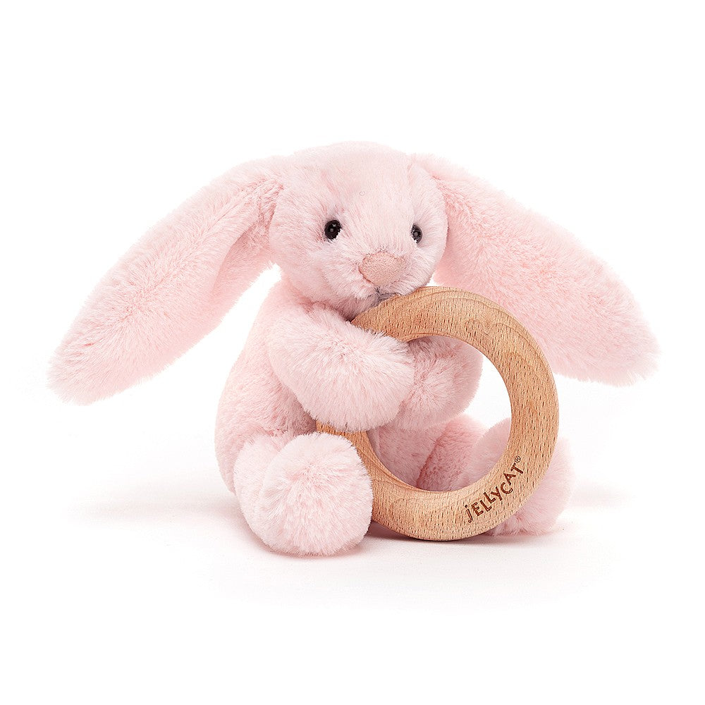 Pink Bashful Bunny Wooden Ring Toy by Jellycat