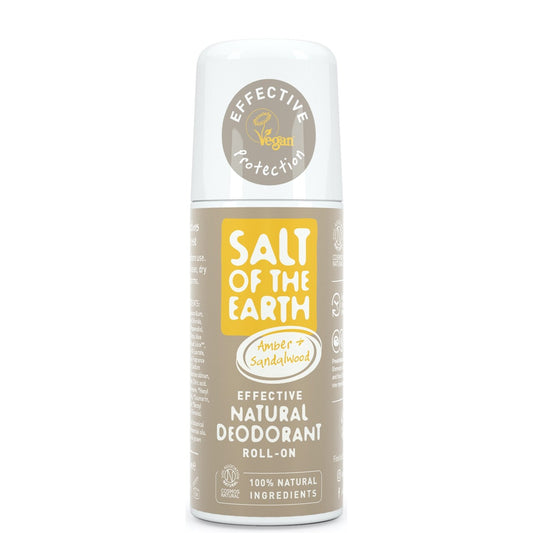 Amber & Sandalwood Natural Roll On Deodorant by Salt of the Earth 75ml