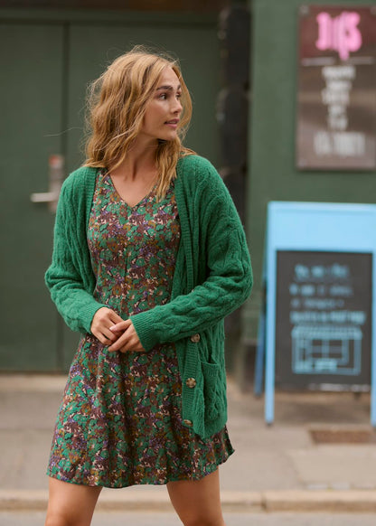 Green patterned dress