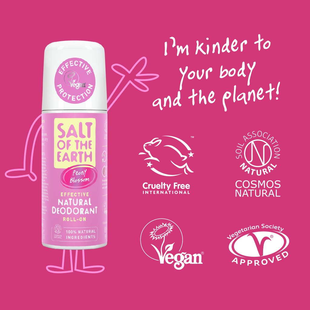 Peony Blossom Natural Deodorant Roll-on by Salt of the Earth 100ml