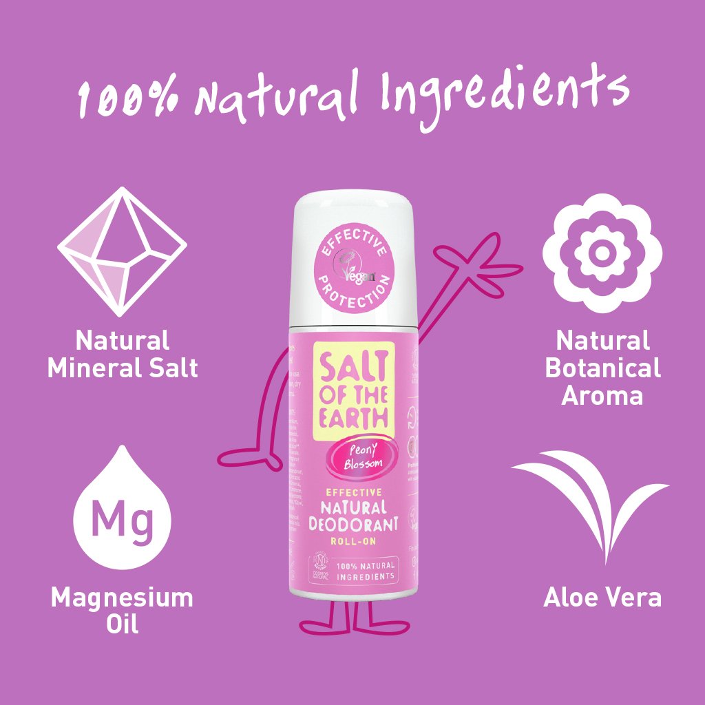 Peony Blossom Natural Deodorant Roll-on by Salt of the Earth 100ml
