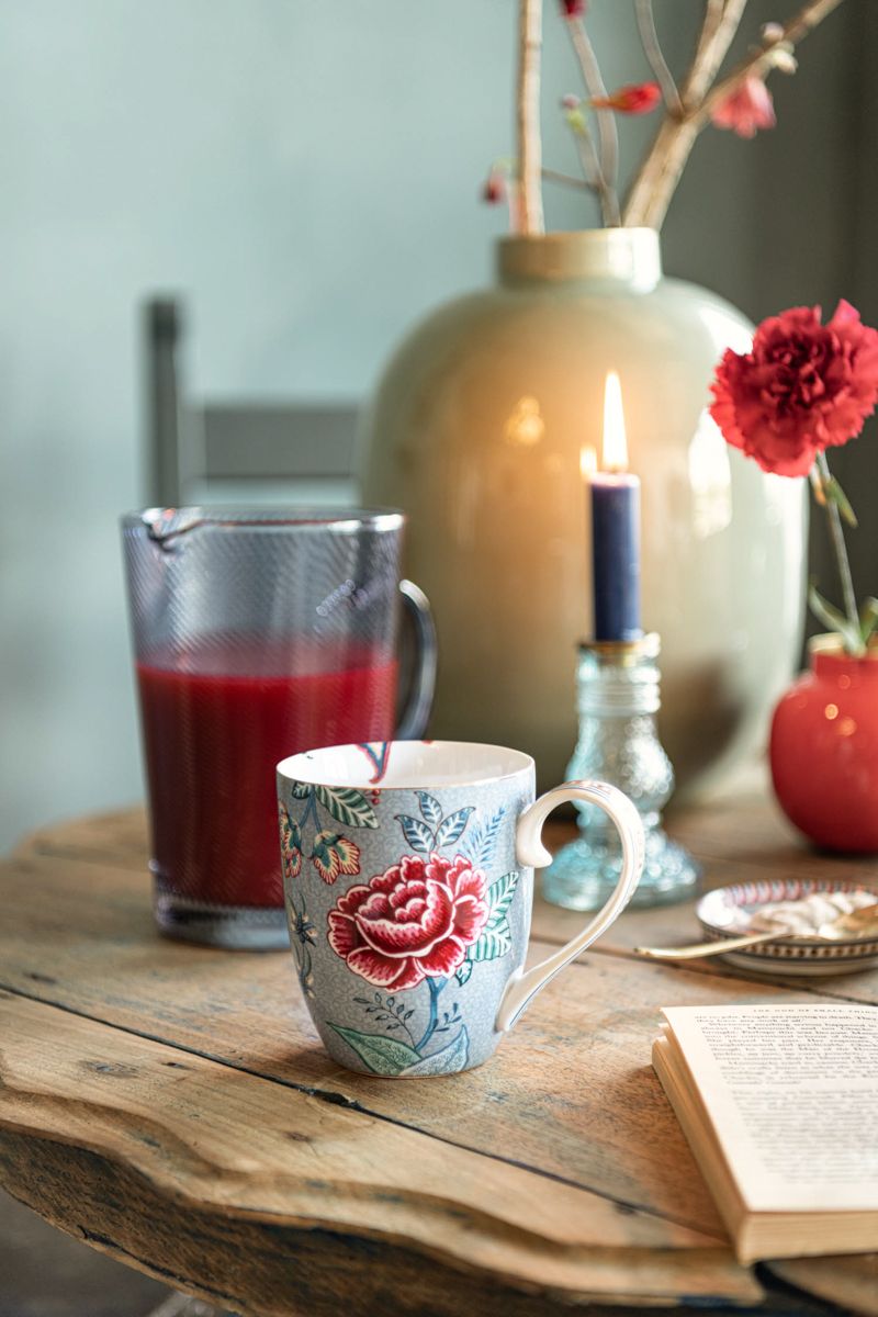 Flower Festival Set/2 Mugs Large Light Blue ** BESTSELLER